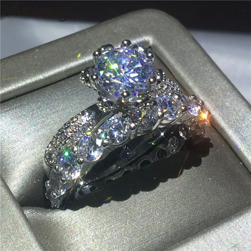 Модный набор колец с цветком choucong обручальное кольцо из стерлингового серебра 925