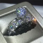 Модный набор колец с цветком choucong, обручальное кольцо из стерлингового серебра 925 пробы с фианитом 5 А, обручальные кольца для женщин, ювелирные изделия для невесты