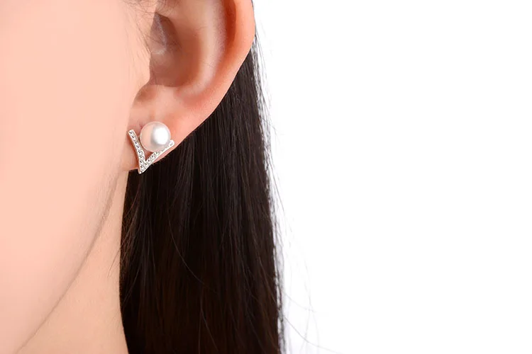 Женские серьги гвоздики из серебра 925 пробы с жемчугом|earrings fashion|earrings wholesalefashion