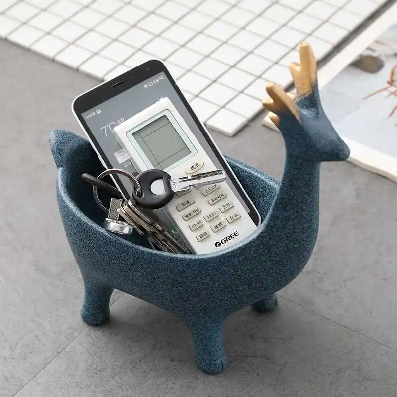 

Abstract Deer Figurines Key Organizer Animals Storage Box Resin Art&Craft Home Decoration Accessories For Living Room R762