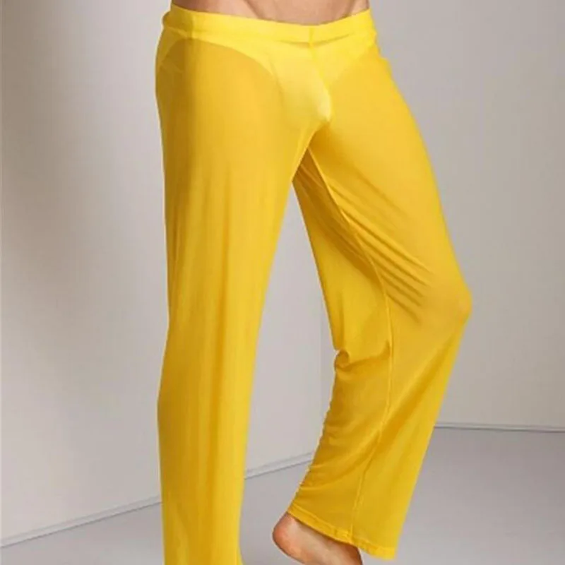 Сексуальные мужские прозрачные сетчатые штаны 2018 брюки мужское свободное