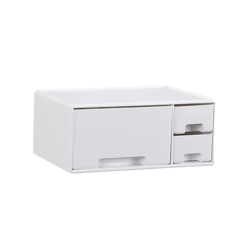 White Lower layer ONEUP двухслойная пластиковая коробка для хранения косметики, настольная коробка для хранения ювелирных изделий, органайзер для помады, органайзер для ванной комнаты - Цвет: White Lower layer