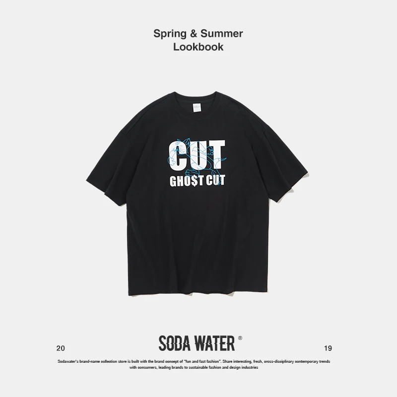 Футболка с надписью SODA Мужская футболка короткими рукавами Повседневная