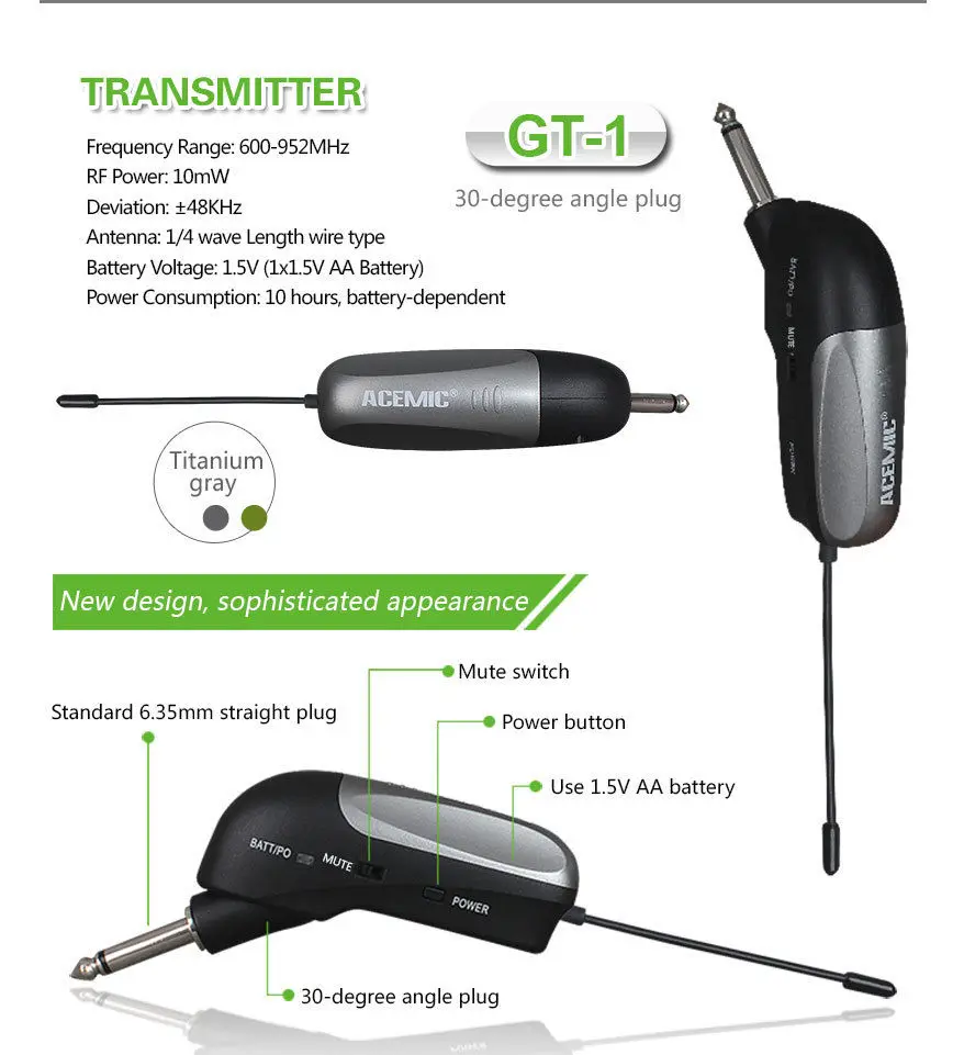 Professional UHF Wireless Mic System DUAL Guitar BASS Violin Receiver transmitte | Электроника