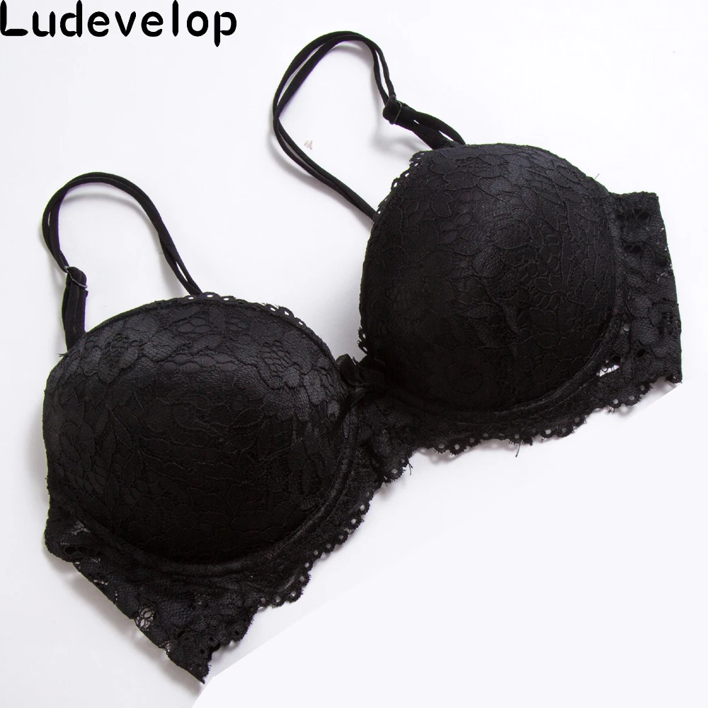 Ludevelop пикантные Кружево Push Up Bra белье Для женщин Нижнее Бельё для девочек Нижнее бельё Вышивка цветочный черный, белый, розовый цвет плюс Размеры Бюстгальтеры для женщин