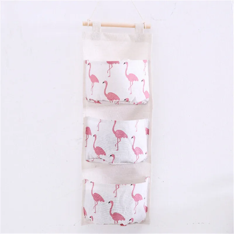 6 цветов подвесная сумка для хранения из хлопка и льна с рисунком 3 кармана