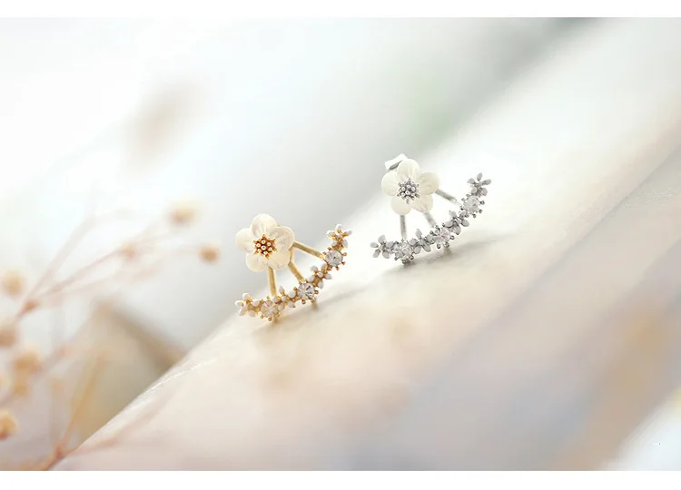 Ziris Lotus Кристалл куртка цветок серьги стержня для Для женщин FashionJewelry Двусторонняя цвета: золотистый, серебристый позолоченные серьги