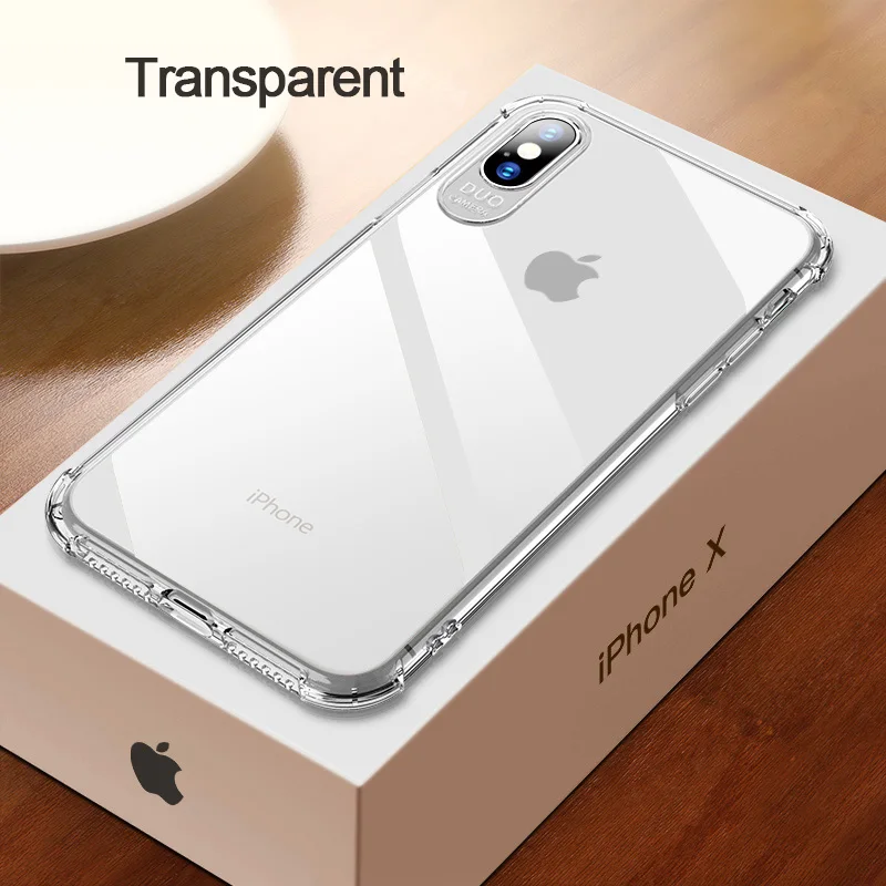 MSVII для iPhone8 TPU мягкий чехол для iPhone 8 чехол s для iPhone XS XR роскошный защитный чехол для iPhone X 7 6 6s противоударный - Цвет: Full Transparent