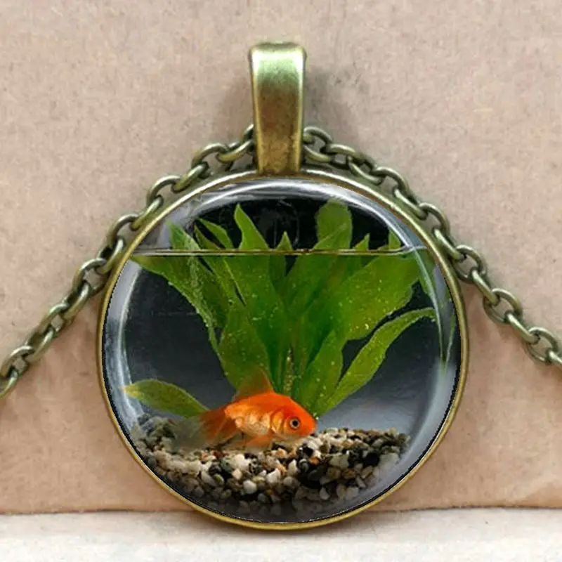 2020 модное очаровательное круглое ожерелье с кулоном в виде золотой рыбки для