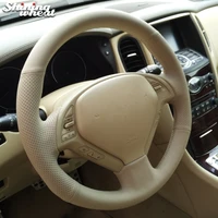 shining wheat hand stitched beige leather steering wheel cover for infiniti qx50 g25 g35 g37 ex25 ex35 ex37 2008 2013