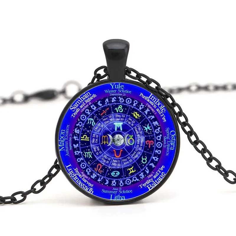 Ожерелье с 12 знаками Зодиака винтажные звезды гороскоп ведьмахство стеклянные