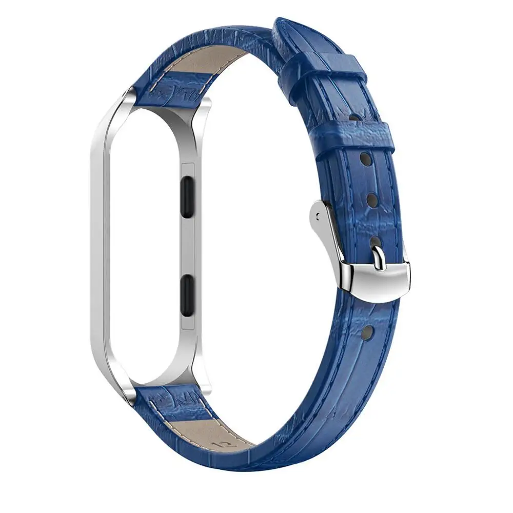 Сменный кожаный ремешок для наручных часов + металлический корпус Xiaomi Mi Band 4