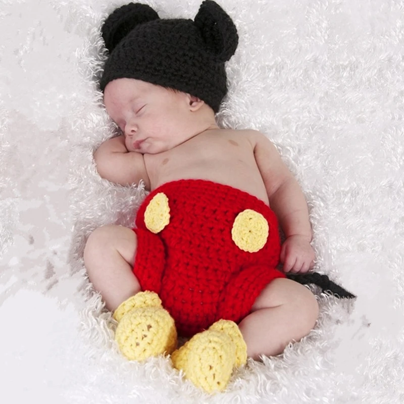 2Pcs/set Newborn Baby Girls Boys Crochet Knit Costume Photography Prop Outfits | Детская одежда и обувь