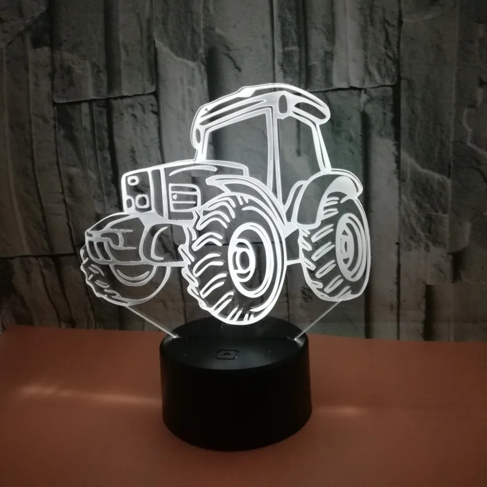 [DBF] 3D автомобильный Автомобильный трактор ночник 7 цветов меняющая прикроватная