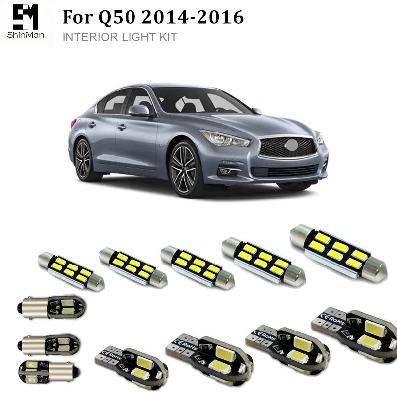 

Shinman 12pcs Error Free LED Interior Light Kit Package For Infiniti Q50 LED Interior Package 2014-2016