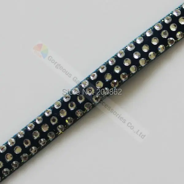 10 ярдов 3 ряда Темно-Синяя бархатная лента Монтана прозрачная кристальная стразы