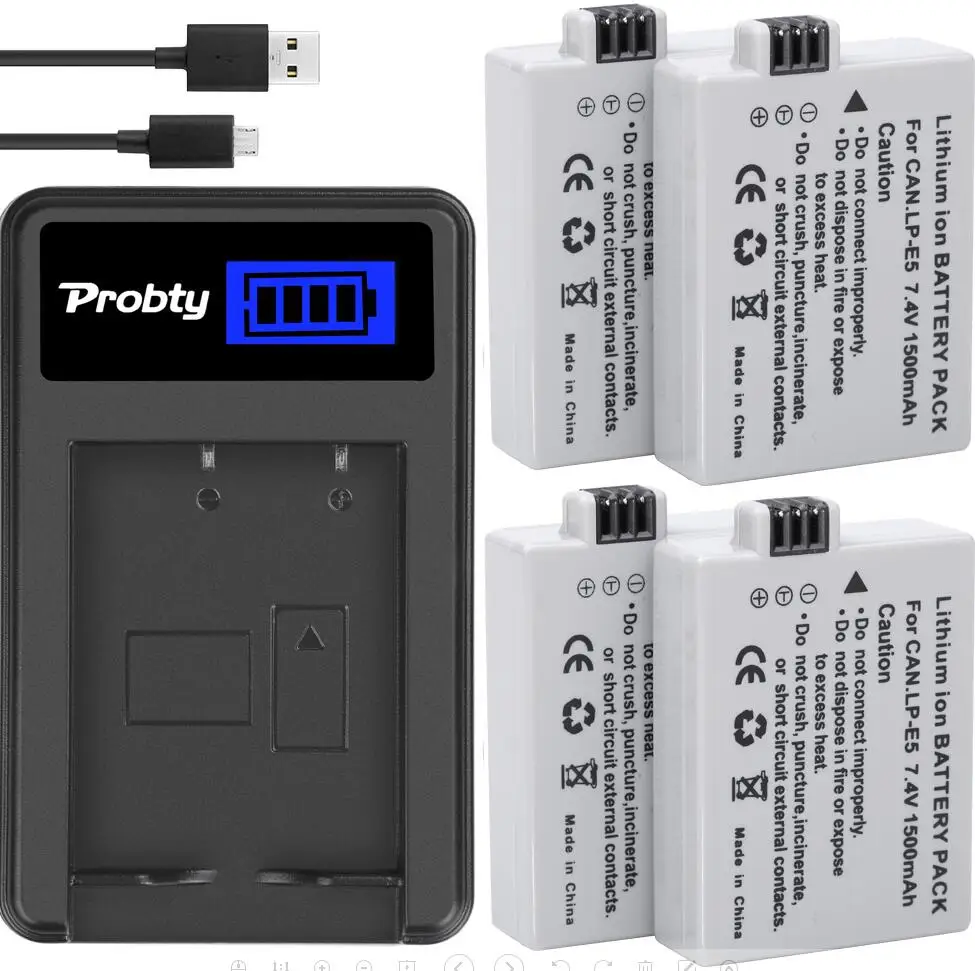 4battery and charger LP-E5 аккумулятор 1500 мАч+ зарядное устройство для CANON EOS 450D 500D 1000D EOS Rebel XSi EOS Rebel XS Kiss X3, Kiss X2, Kiss F Rebel XS - Цвет: 4battery and charger