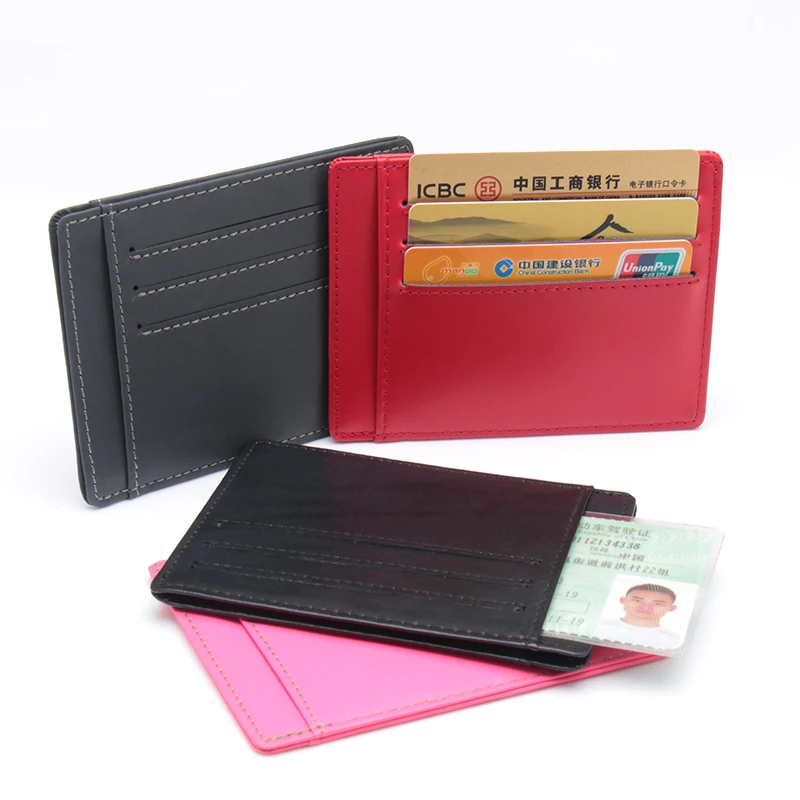 

multiple pockets slim paper thin credit card holder Business Genuine leather slice portable multi cards holder (Custom available