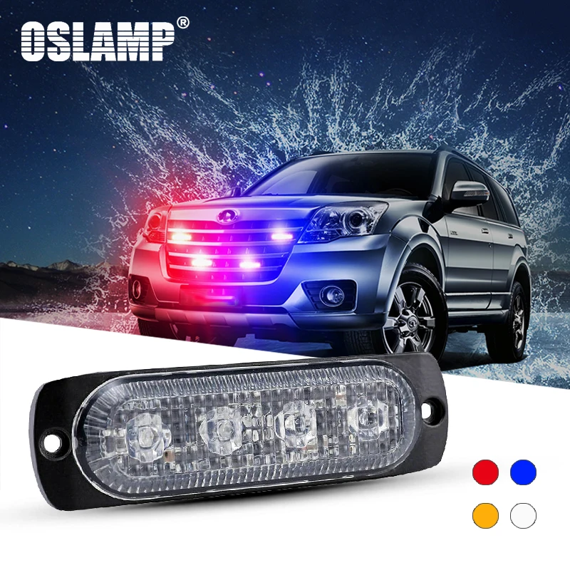 Oslamp 4 светодиода Предупреждение свет белый/красный/синий/янтарный 18 режимов