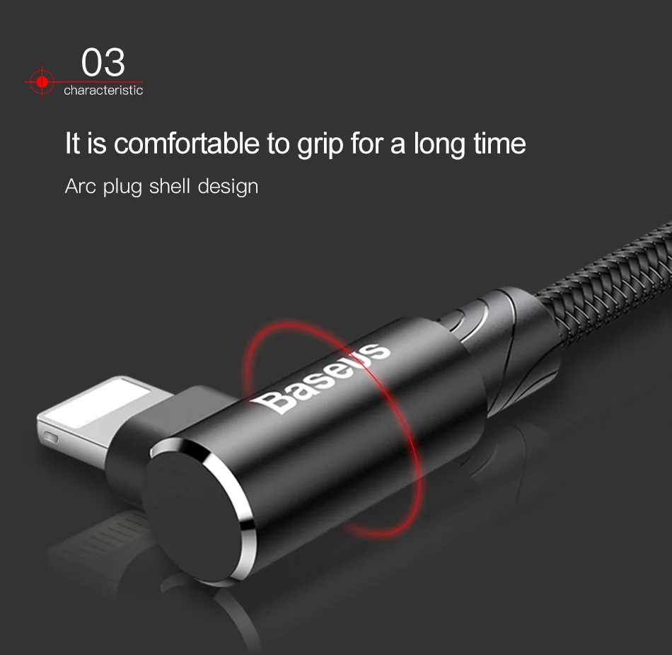 Baseus 90 градусов USB кабель для iPhone Xsmax Xs Xr X 8 7 6 6s 5 5S SE Быстрая зарядка зарядное устройство кабель для передачи данных адаптер Кабели для мобильных телефонов