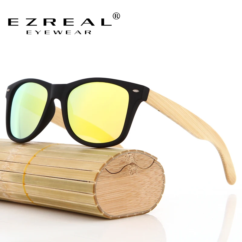 Солнцезащитные очки EZREAL в бамбуковой оправе для мужчин и женщин винтажные