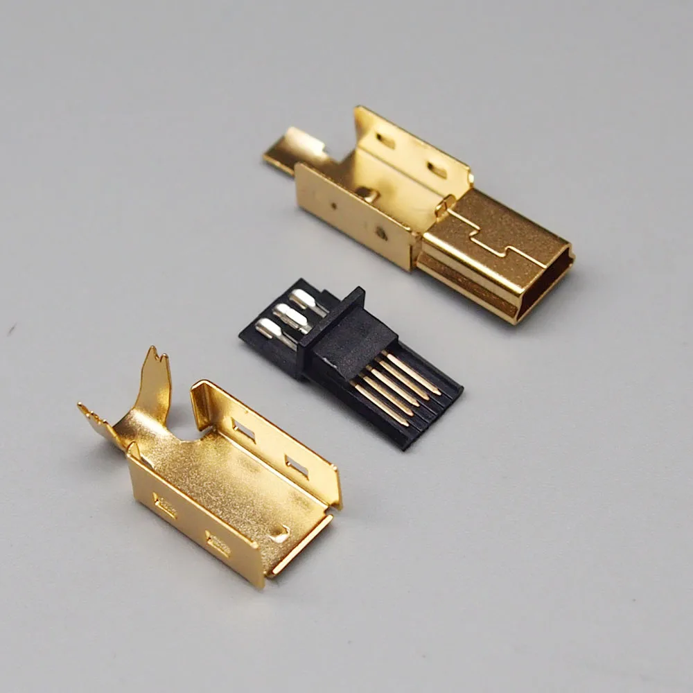Бесплатная доставка 10 комплектов золотое покрытие DIY склеивающий провод 5p мини USB