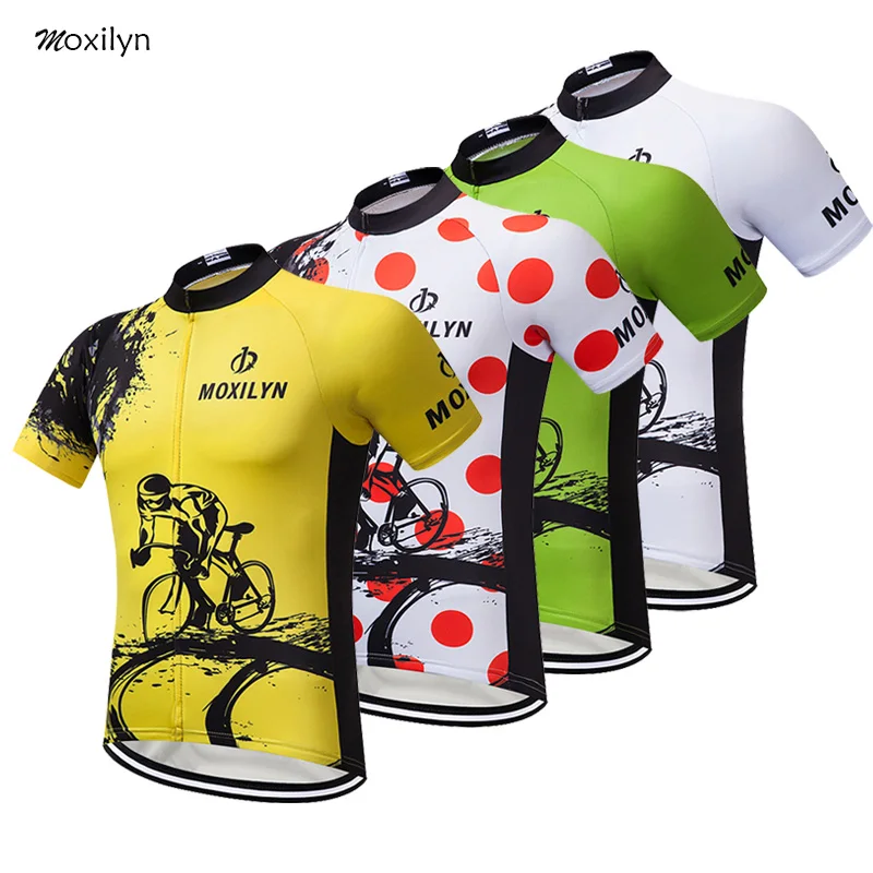 Moxilyn 2019 Unisex Yellow Green Red White 4 Colors Cycling Tops Short Sleeve Bike Clothing Summer Style MTB Bike Jersey Shirt
