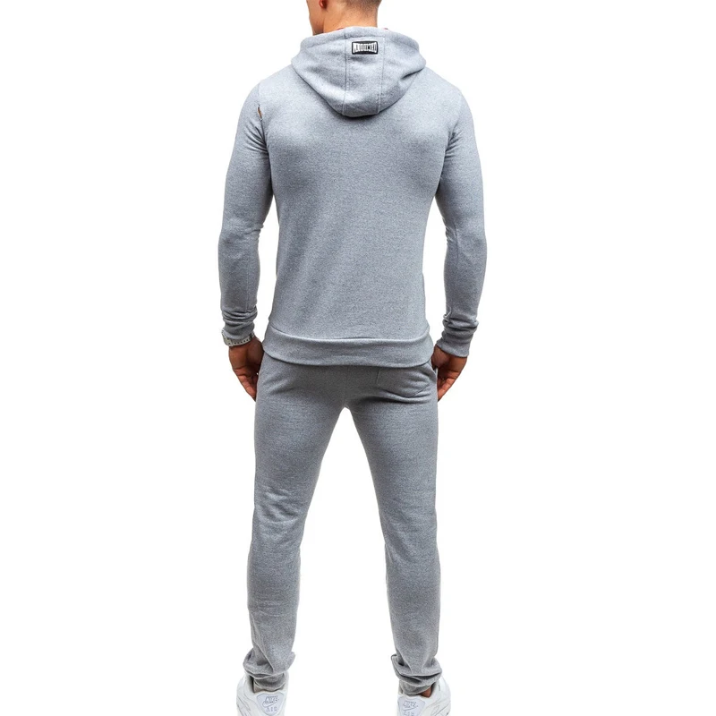 

ZOGAA Mens Tracksuit Brand Two Piece Hooded Sweatshirt with Sweat Pants Set Male Casual Sweatsuit Sportwear Men Track Suit Set