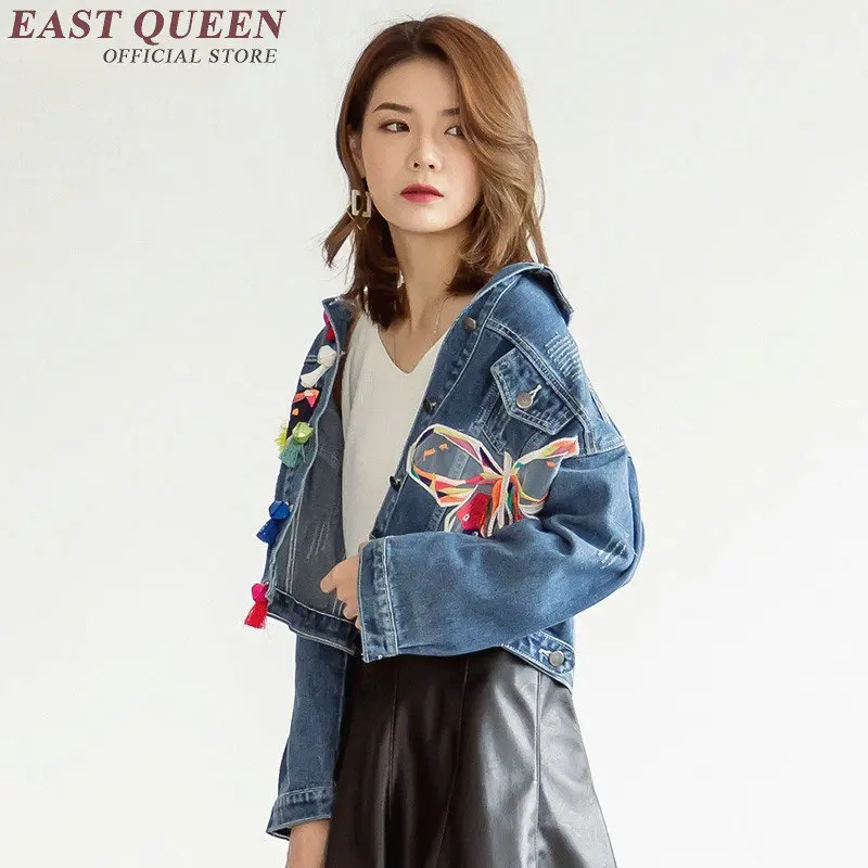 Женская джинсовая куртка с вышивкой Повседневная KK452 S 2018 | одежда