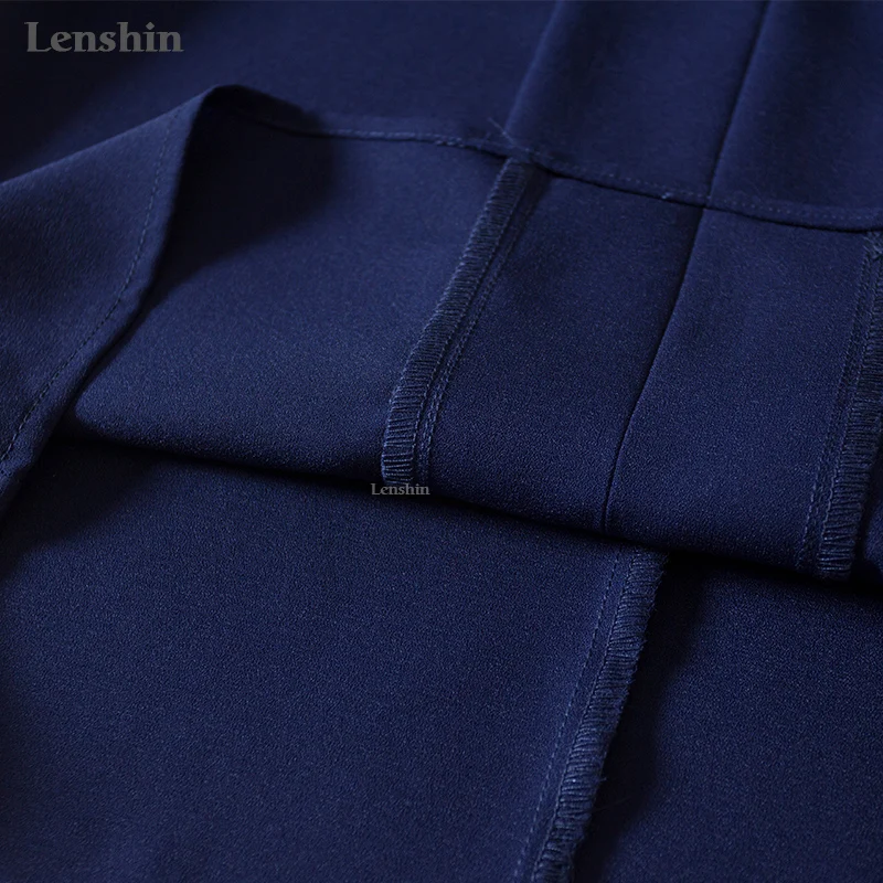 Lenshin светильник, синяя Свободная шифоновая рубашка, дышащая мягкая драпированная блузка с v-образным вырезом, женская одежда, повседневный стиль, офисные женские топы