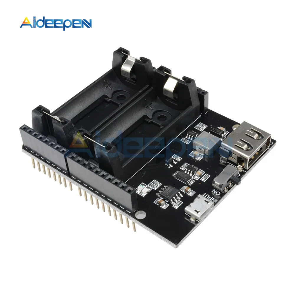 Two 16340 ESP8266 ESP32 перезаряжаемый Двойной 16340 литиевая батарея держатель мобильного питания зарядное устройство щит модуль для Arduino UNO R3 - Цвет: Two 16340