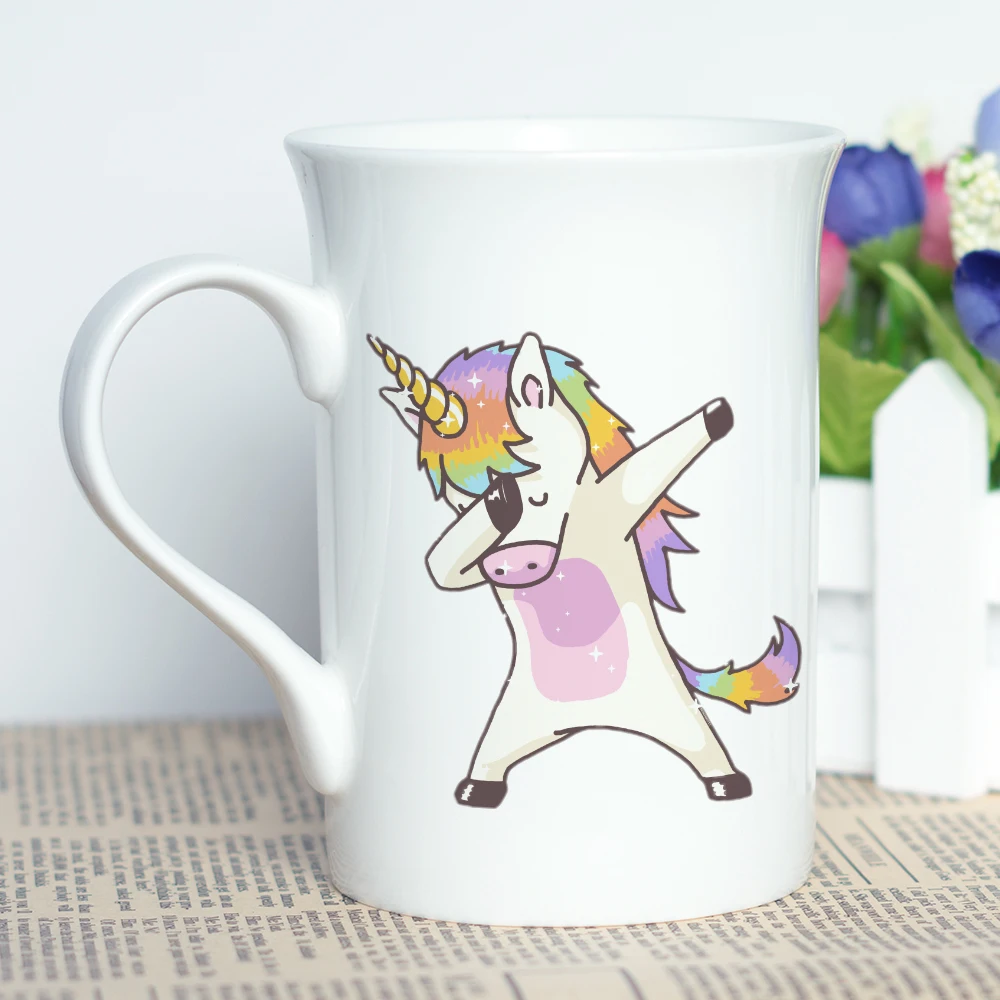 

MAYREY Unicorn Printing Coffee Cup Bone China Ceramic Mug Unicorn Dab Cool Design Cartoon Cup 10oz/300ml