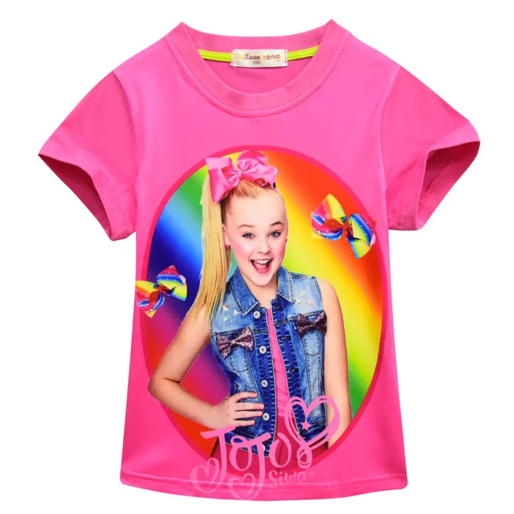 Новая детская летняя футболка одежда для девочек jojo siwa с короткими рукавами