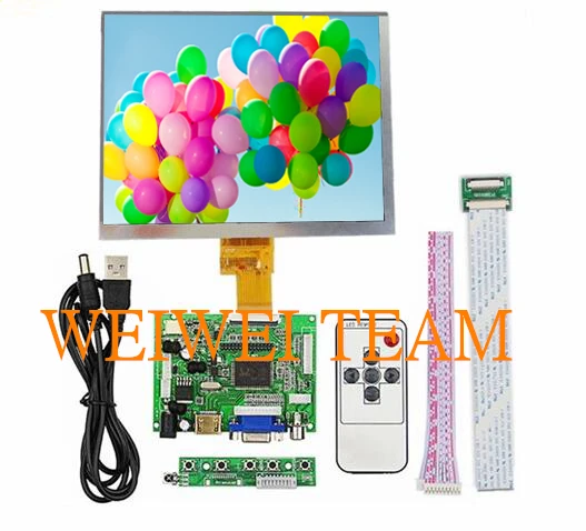 

/VGA/AV Control Driver Board + 8"inch HE080IA-01D 1024*768 IPS high-definition LCD Display For Raspberry Pi