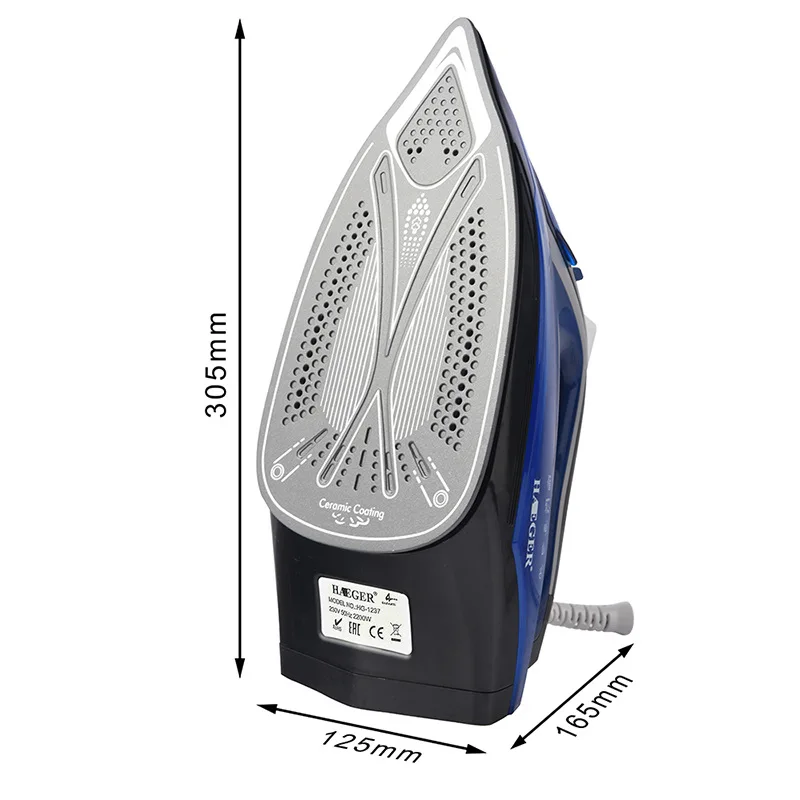 2200W Handheld Portable Electric Steam Iron For Clothes High Quality Ceramic Soleplate HG-1237
