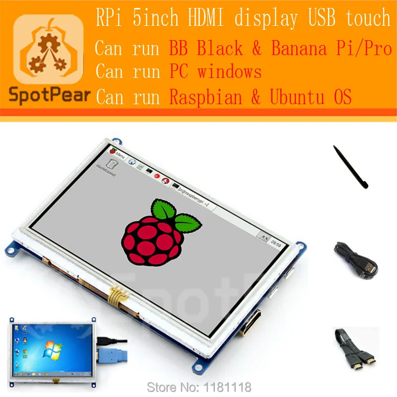 Raspberry Pi 5-дюймовый сенсорный экран USB 800 480 ЖК-дисплей для Pi4/Pi3/Pi2/B + Raspbian | Компьютеры