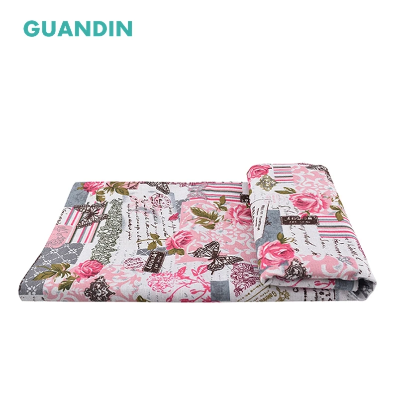GUANDIN ткань из хлопка и льна с принтом для рукоделия детской рукоделия/Цветочная