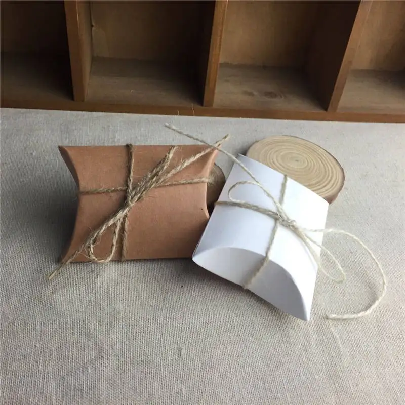 50PCS Creative Kraft Paper Pillow favor Box Wedding Party Favour Gift Candy Boxes Home Birthday Supply | Дом и сад