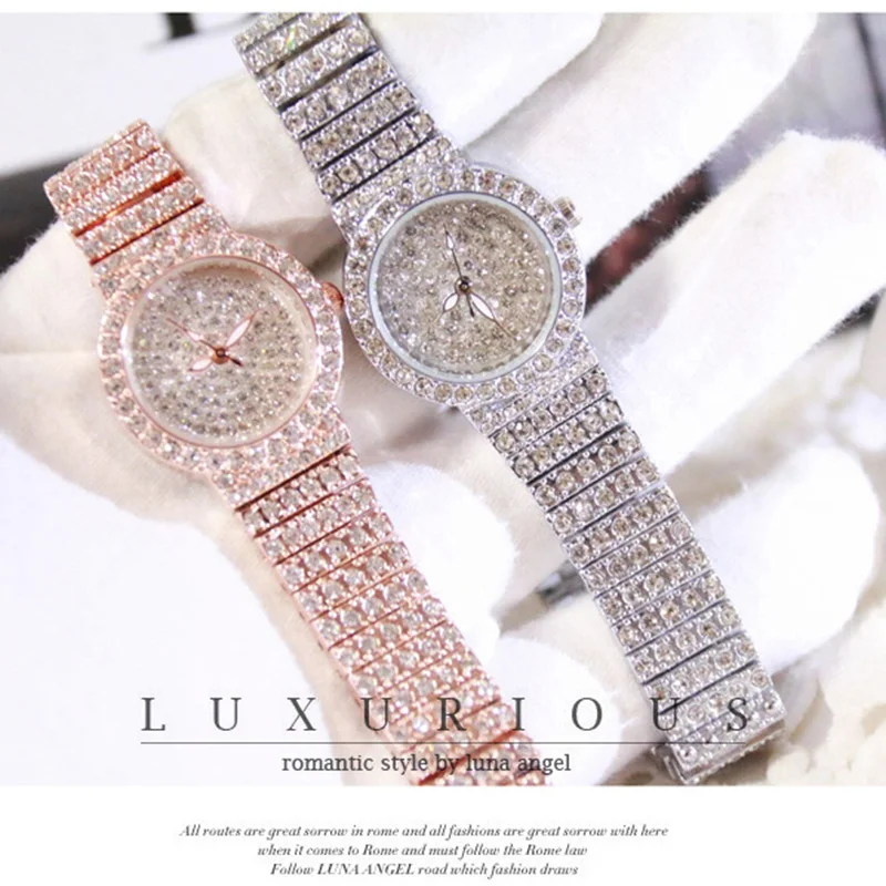 Роскошные женские часы со стразами от известного бренда элегантное платье