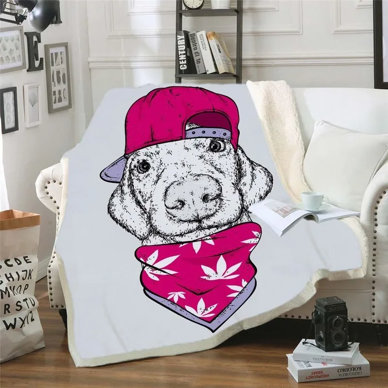 3D животное собака коллекция шерпа одеяло Мопс плюшевые украшения спальни пледы