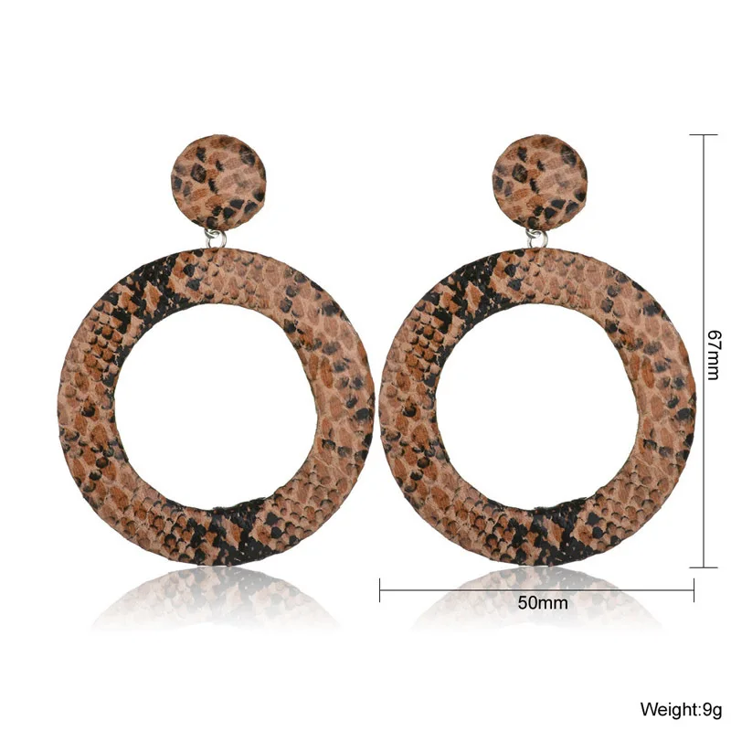 Женские серьги-пусеты Круглые из змеиной кожи винтажные модные праздничные