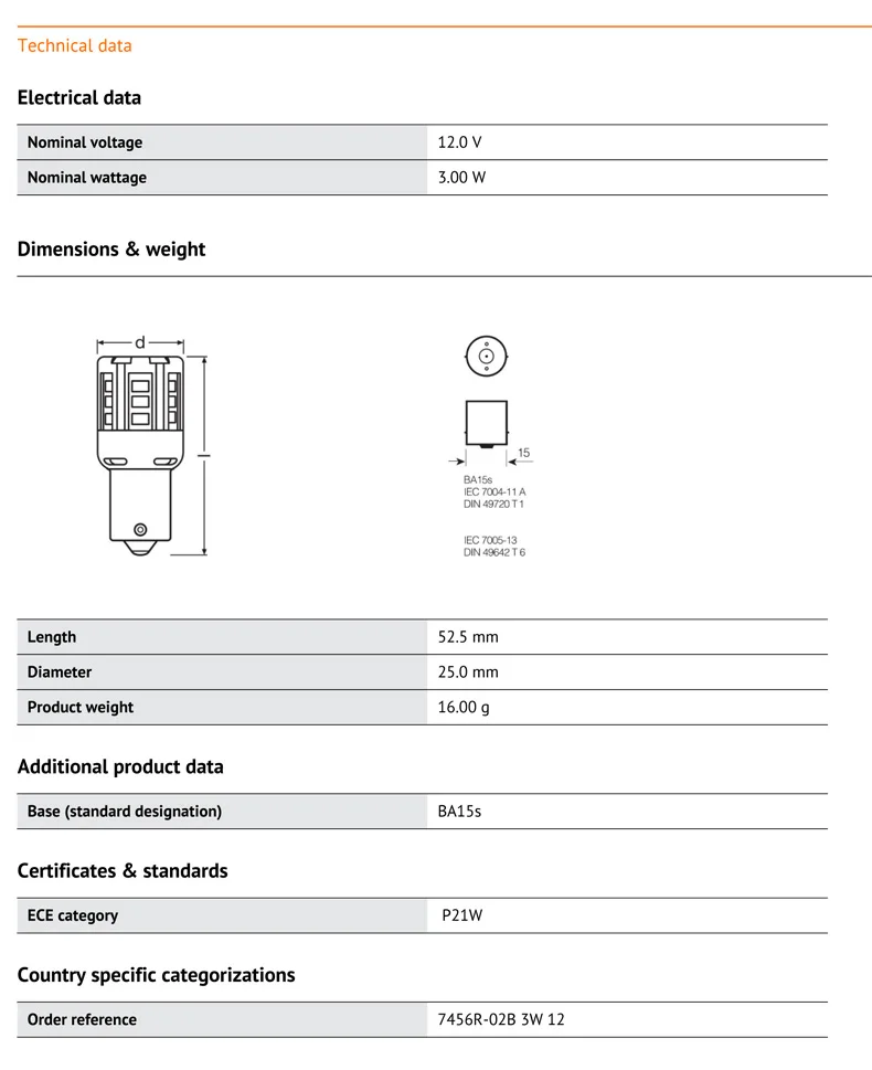 Лампа Ксеноновая OSRAM СВЕТОДИОДНЫЙ P21 7456R P21W 12V 3W красный светодиодный расклинивающий Стандартный Авто Противотуманные огни OEM спереди/сзади сигнал поворота светильник хвост/остановка светильник пара