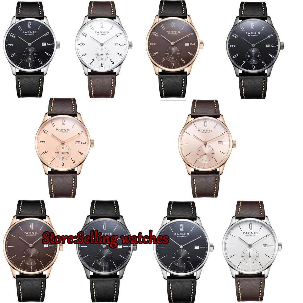 

42mm parnis white dial Arabic Numerals date window ST1731 automatic mens watch