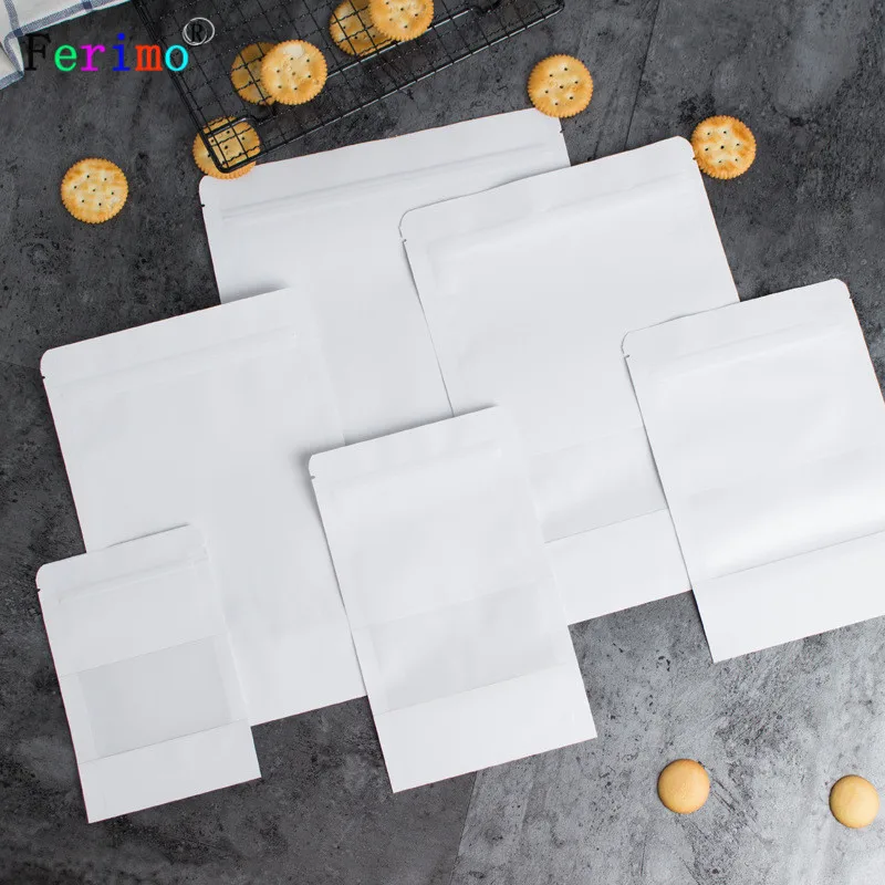 100 шт. белый крафт бумага сумка матовое окно самоуплотняющийся самостоятельной