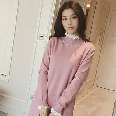 Clobee 2017 осенне зимнее кружевное лоскутное платье с воротником мандарин для