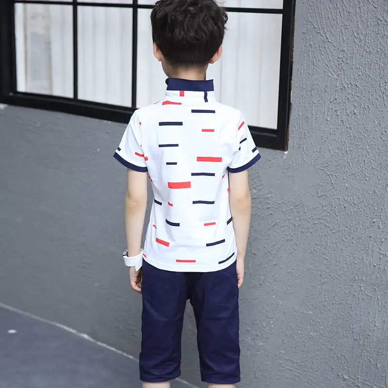 Повседневные летние костюмы для мальчиков комплекты одежды хлопковые