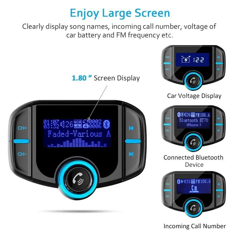 FM передатчик модулятор QC 3 0 быстрое зарядное устройство громкой связи Bluetooth