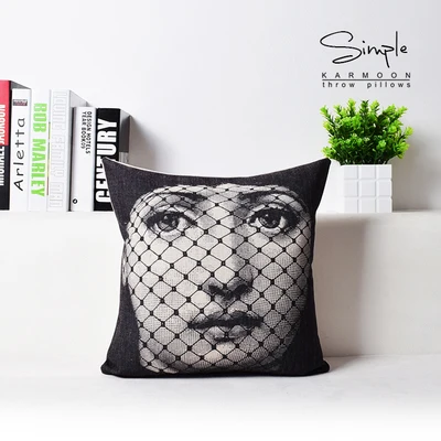 Нордические фигурки Fornasetti Art Master Home Декоративная Подушка плотная льняная наволочка диванная подушка - Цвет: C