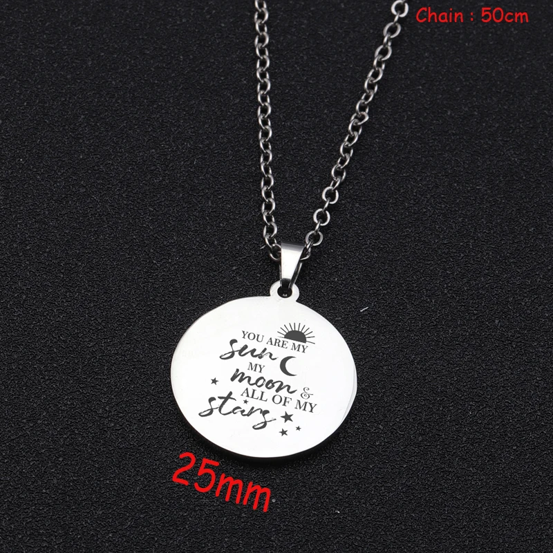Ожерелье в зеркальном стиле с гравировкой &quotты мой солнце моя луна все мои