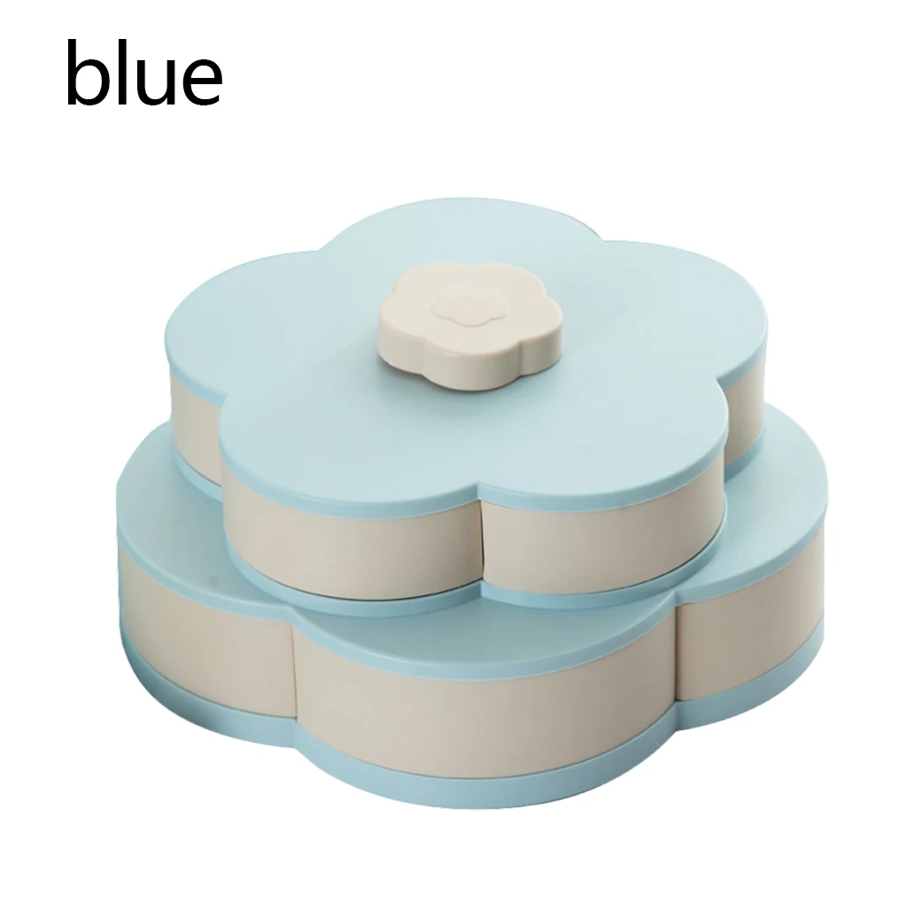 Blue 2 layer Plastic Storage Box For Seeds Nuts Candy Box Dry Fruits Case Plum Type Snack Container For Kids Protect Fruit Case Organizer Box - Цвет: Blue 2 layer